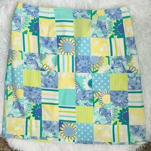 EUC Vintage Lilly Pulitzer White Tag 90’s Zoo Trophy Patchwork Skirt!